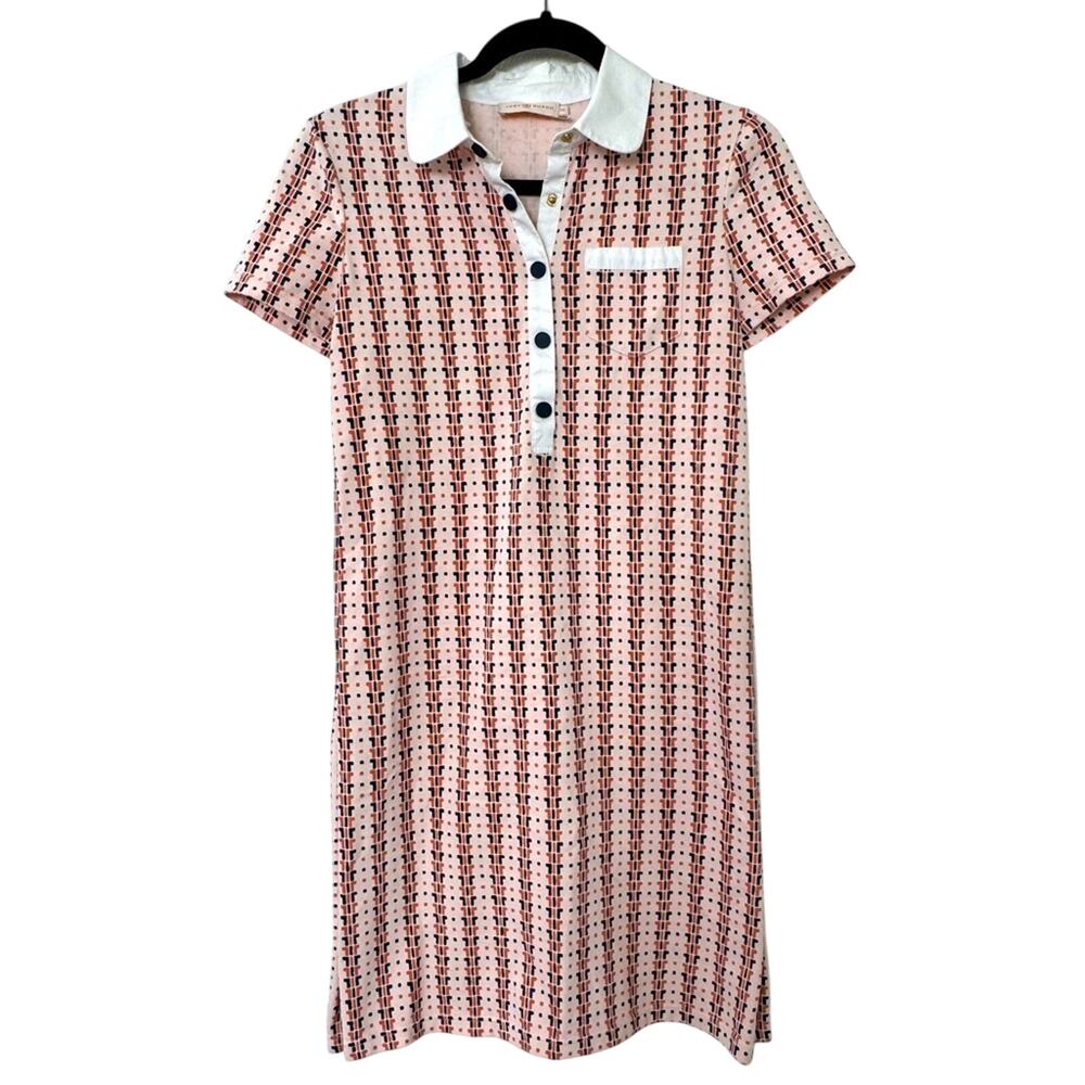 Tory Burch T Pattern Print Collared Knit Dress Sz… - image 1